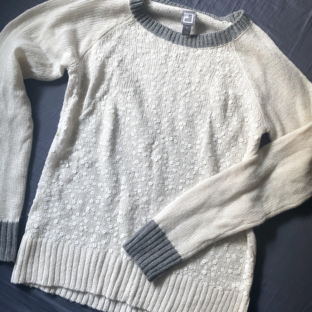 White Sequin Sweater